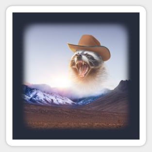 cowboy raccoon word art Sticker